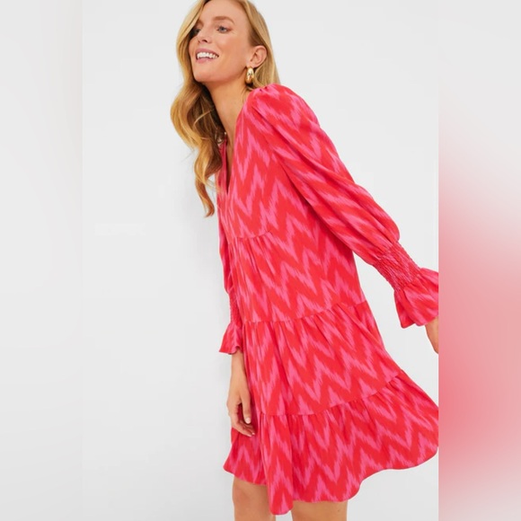 Pomander Place Hot Pink Ikat Kenzo Dress Size XL Resort Wear Summer Beach Casual - Picture 5 of 16